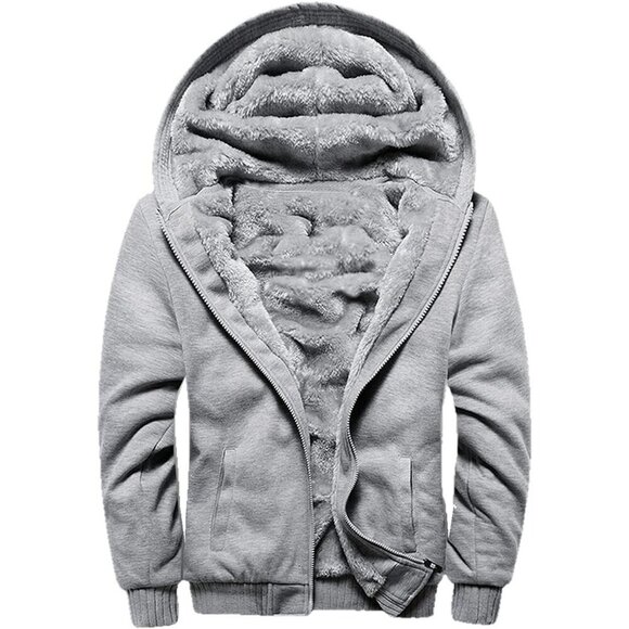 Women'sA-Gray Unique Winter Warm Fleece Fur Vest Jacket Coat Horn Button Hood